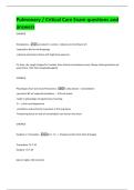Pulmonary &sol; Critical Care Exam questions and  answers 