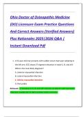 Ohio Doctor of Osteopathic Medicine  &lpar;DO&rpar; Licensure Exam Practice Questions  And Correct Answers &lpar;Verified Answers&rpar;  Plus Rationales 2025&vert;2026 Q&A &vert;  Instant Download Pdf