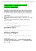 Pulmonary and Critical Care Medicine  questions and answers 