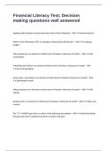 Financial Literacy Test&semi; Decision making questions well answered