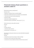 Financial Literacy Exam questions n answers rated A&plus;