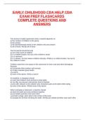 EARLY CHILDHOOD CDA HELP CDA EXAM PREP FLASHCARDS COMPLETE QUESTIONS AND ANSWERS