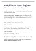 Grade 7 Financial Literacy Test Review questions and answers graded A&plus;
