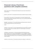 Financial Literacy Final Exam questions with complete solutions