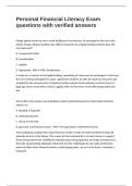 Personal Financial Literacy Exam questions with verified answers