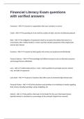 Financial Literacy Exam questions with verified answers