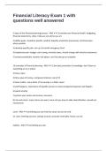 Financial Literacy Exam 1 with questions well answered