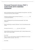 Personal Financial Literacy TEST 1 QUESTIONS WITH VERIFIED ANSWERS