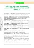 Gold Coast Real Estate Questions and  Answers &lpar;100&percnt; Correct Answers&rpar; Already  Graded A&plus; 