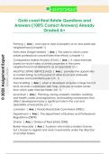 Gold coast Real Estate Questions and  Answers &lpar;100&percnt; Correct Answers&rpar; Already  Graded A&plus;