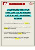 LSUE NURSING 1000 FORUM FINAL EXAM ACTUAL 2025&sol;2026 QUESTIONS AND 100&percnt; CORRECT ANSWERS