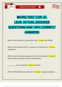 MICRO TEST 3 DR&period; AL LSUE ACTUAL 2025&sol;2026 QUESTIONS AND 100&percnt; CORRECT ANSWERS
