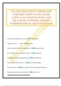 WATER TREATMENT OPERATOR CERTIFICATION STUDY GUIDE &lpar;AWWA&rpar; EXAM QUESTIONS AND DETAILED ANSWERS&period; EXPERT VERIFIED FOR GUARANTEED PASS&period;