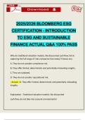 2025&sol;2026 BLOOMBERG ESG CERTIFICATION - INTRODUCTION TO ESG AND SUSTAINABLE FINANCE ACTUAL Q&A 100&percnt; PASS