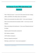 Parkinson Exam 2026 Questions and Answers