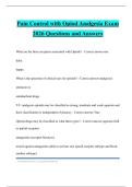 Pain Control with Opiod Analgesia Exam 2026 Questions and Answers