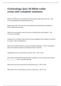 Criminology Quiz -8 White collar crime with complete solutions