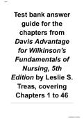 Davis Advantage for Wilkinson's Fundamentals of Nursing&comma; 5th Edition &ndash; Chapters 1 & 46&comma; Test Bank Answer Guide&comma; Academic Resource