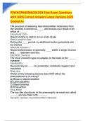 PSYCHOPHARMACOLOGY Final Exam Questions with 100&percnt; Correct Answers Latest Versions 2025 Graded A&plus;