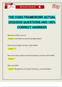 THE COSO FRAMEWORK ACTUAL 2025&sol;2026 QUESTIONS AND 100&percnt; CORRECT ANSWERS