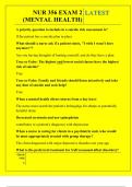 NUR 356 EXAM 2 &lpar;MENTAL HEALTH&rpar; QUESTIONS AND ANSWERS 2025