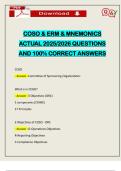 COSO & ERM & MNEMONICS ACTUAL 2025&sol;2026 QUESTIONS AND 100&percnt; CORRECT ANSWERS