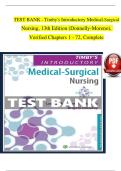 Timby&rsquo;s Introductory Medical-Surgical Nursing&comma; 13th Edition &ndash; Donnelly-Moreno &vert; Complete Verified Test Bank &lpar;Chapters 1&ndash;72