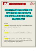 2025&sol;2026 ART&comma; HUMANITIES&comma; AND MYTHOLOGY&colon; KEY CONCEPTS AND CRITICAL THINKING ACTUAL Q&A 100&percnt; PASS