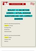 BIOLOGY 101 BIO BEYOND LESSON 3 ACTUAL 2025&sol;2026 QUESTIONS AND 100&percnt; CORRECT ANSWERS