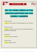 BIO 1201 EXAM 2 GREGG ACTUAL 2025&sol;2026 QUESTIONS AND 100&percnt; CORRECT ANSWERS