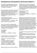 Schizophrenia Test Questions and Answers Rated A