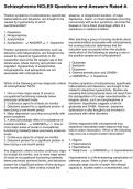 Schizophrenia NCLEX Questions and Answers Rated A