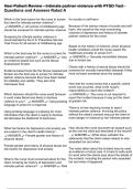 Hesi Patient Review - Intimate partner violence with PTSD Test Questions and Answers Rated A