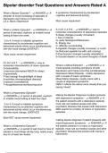 Bipolar disorder Test Questions and Answers Rated A