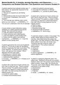 Mental Health Ch&period; 11 Anxiety&comma; Anxiety Disorders&comma; and Obsessive - Compulsive and Related Disorders Test Questions and Answers Graded A&plus;