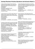 Anxiety Disorders Practice Questions and Answers Rated A