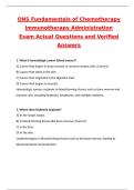 ONS Fundamentals of Chemotherapy Immunotherapy Administration Exam 2026 Questions and Answers &lpar;Latest 2026 &sol; 2027 Update&rpar; &lpar;Verified Answers by Expert&rpar; 100&percnt; Correct &vert; Grade A&plus;