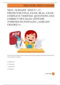 MED - SURGERY  HESI V1 -V7  PREDICTOR FINAL EXAM  REAL  EXAM  COMPLETE VERIFIED  QUESTIONS AND  CORRECT DETAILED ANSWERS  &lpar;VERIFIED RATIONALES&rpar; &vert;ALREADY  GRADED A&plus; 