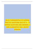 NCLEX FUNDAMENTALS OF NURSING  PRACTICE QUESTIONS QUIZ SET 8 &ndash; 75  VERIFIED QUESTIONS AND ANSWERS &vert;&vert;  100&percnt; GUARANTEED PASS <RECENT  VERSION>