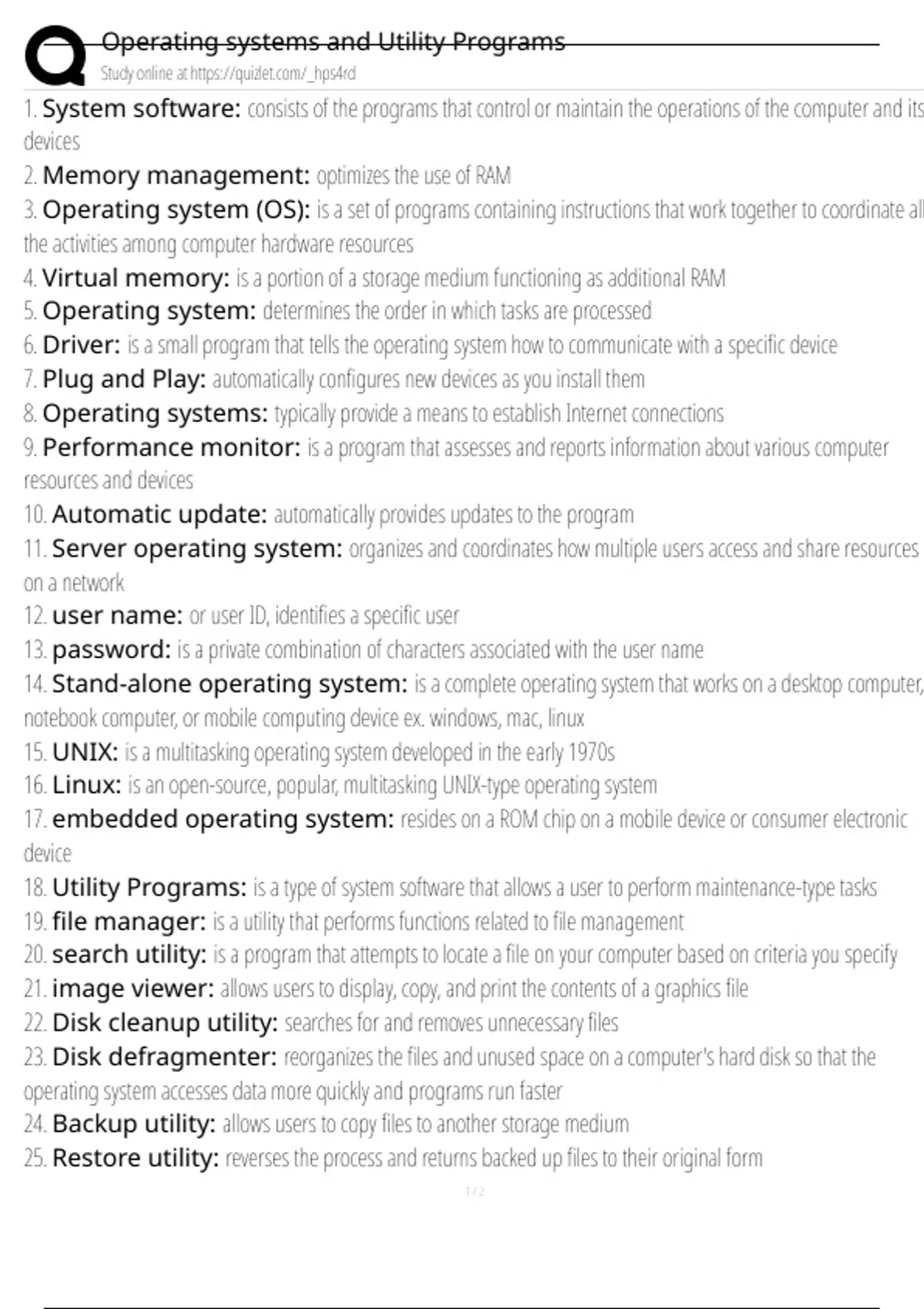 Operating systems and Utility Programs Exam Questions and Answers 100% ...