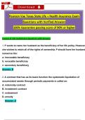 Pearson Vue Texas State Life &plus; Health Insurance Exam  Questions with Verified Answers 100&percnt; Guarantee passing score of 90&percnt; or higher