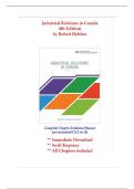 Solutions for Industrial Relations in Canada&comma; 4th Edition Hebdon &lpar;All Chapters included&rpar;