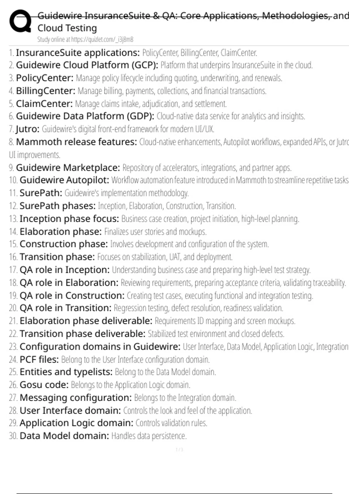 Guidewire Insurancesuite Qa Core Applications Methodologies And