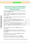 Internal Medicine Board ABIM Questions  and Answers &lpar;100&percnt; Correct Answers&rpar;  Already Graded A&plus;