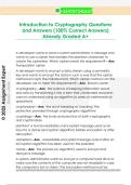 Introduction to Cryptography Questions  and Answers &lpar;100&percnt; Correct Answers&rpar;  Already Graded A&plus;