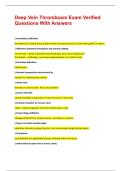 Deep Vein Thrombosis Exam Verified Questions With Answers &vert;&vert; 100&percnt; pass