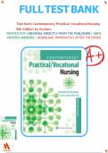 Test Bank for Contemporary Practical Vocational Nursing 9th Edition  by Kurzen&comma; Barrett&period; All 16 chapters covered