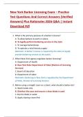 New York Barber Licensing Exam &ndash; Practice  Test Questions And Correct Answers &lpar;Verified  Answers&rpar; Plus Rationales 2026 Q&A &vert; Instant  Download Pdf 