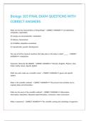 Biology 103 FINAL EXAM QUESTIONS WITH CORRECT ANSWERS 