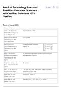 Medical Technology Laws and Bioethics Overview Questions with Verified Solutions 100&percnt; Verified 